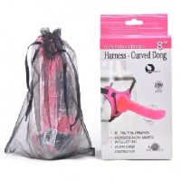 Harness w/PINK Curved G-spot 8" Dong Vibrating 10 Function